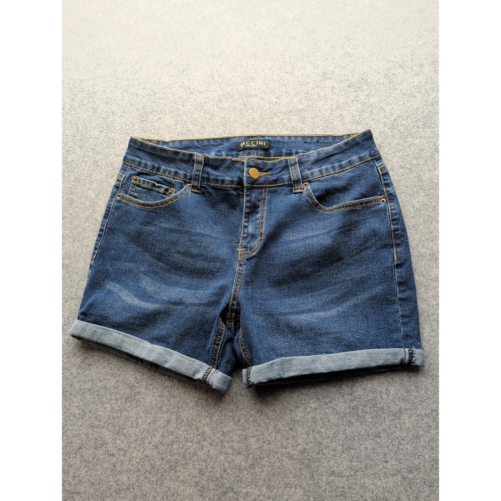 Women's Baccini Denim Blue Jean Shorts 10P Cuffed Short